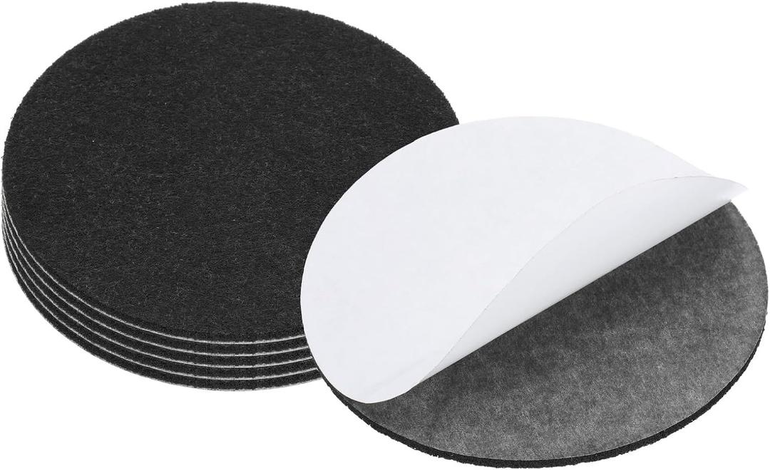 PATIKIL 4 Inch Diameter Lamp Base Felt, 6Pack 3mm Thickness Round Soft Adhesive Non-Slip Anti-Scratch Backed Felt for Lamp Furniture DIY Craft, Black