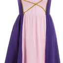 Waruila Women Tangled princess dress Party Purple Victorian Dress Princess Costume Women Adult Cosplay Dress (Purple, M)