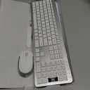 Wireless Keyboard and Mouse Combo - Full Size Slim Thin Wireless Keyboard Mouse with Numeric Keypad 2.4G Stable Connection Adjustable DPI (White & Silver)