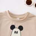 Toddler Baby Boy Halloween Sweatshirt Pumpkin Ghost Shirt Long Sleeve Spooky Season Crewneck Pullover Fall Tops (Beige)