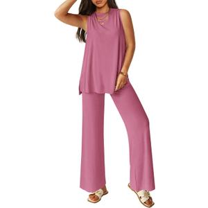 PRETTYGARDEN 2 Piece Lounge Sets for Women Summer Airport Travel Outfit 2026 Casual Matching Spring Clothes Track Sweat Suits (Pink, XXL)