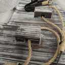 MyGift 6 Hook Wall Mounted Torched Wood Entryway Coat and Hat Rack, Decorative Nautical Style Rustic Rope Metal Hanging Storage Hooks on Offset Wooden Planks