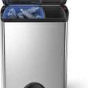 simplehuman Rectangular Dual Compartment Recycling Kitchen Step Trash Can, 46 Liter, Brushed Stainless Steel