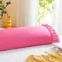 Vonty Ruffled Pillow Cases Body Pillowcases(20x54), Decorative Ruffle Pillowcases - Hot Pink Body Pillow Cases Set of 2, Scalloped Euro Sham Farmhouse Pillow Shams with Envelope Closure