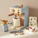 EERKEOD Toy Coffee Maker for Kids Wooden Kids Coffee Maker Playset for Toddlers Play Kitchen Accessories Gift for Girls and Boys