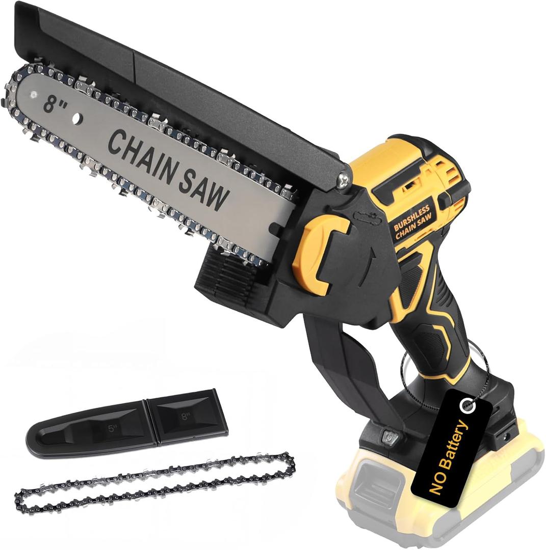 Chainsaw for Dewalt 20V MAX Battery, 8-Inch Brushless Cordless Pruning Chainsaw, 24.6FT/S Fast Powerful Cutting, 4000RPM Electric for Wood Cutting(Battery Not Included)