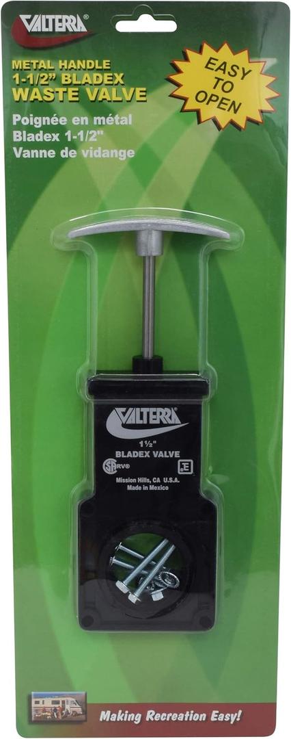Valterra T1001VPM Bladex 1-1/2" Waste Valve Body with Metal Handle , Black