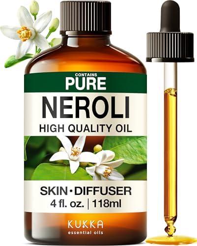 Kukka Neroli Essential Oil for Diffuser Skin - 4 Fl Oz - Neroli Oil, Floral Scent, for Aromatherapy, Candle, Bath Bomb, DIY Soap Making Scents