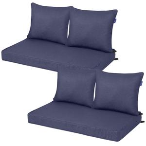 INFBLUE Outdoor Loveseat Cushion Set Patio Deep Seat Cushion for Outdoor Furniture Water Repellent 44'' x 24'' Patio Cushion Set for Couch, Bench and Swing, Fade Resistant (Blue Grey, 2 Sets)