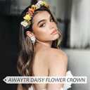 AWAYTR Flower Hippie Floral Crown - Boho Sunflower Headband for Women, Hippie Costume and Hair Accessories (Color Mixing)