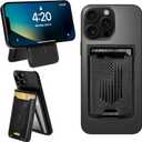 American Flag Wallet for MagSafe with Kickstand  Black Leather Card Holder | Compatible with iPhone with Distressed US Flag Embossed Design  Patriotic Slim Shape for Men  Flag Phone Wallet