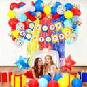 2 x Red Yellow Blue Birthday Decorations for Boys Girls, 46Pcs Balloons Garland Arch Kit with Foil Balloons Banner Fringe Curtain for Baby Shower Themed Birthday Party Decorations