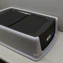 IRIS USA XX-Large Open Top Cat Litter Box with High Sided Walls Tall Scatter Shield Scoop Included Easy Clean Plastic Pan for Big Cats Kittens Multi-Cat Households 30"L x 20"W x 14"H Black