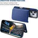 ONETOP Compatible with iPhone 17 Pro Wallet Case with Card Holder, PU Leather Kickstand Card Slots Case, Double Magnetic Clasp and Durable Shockproof Cover 6.3 Inch (Blue)