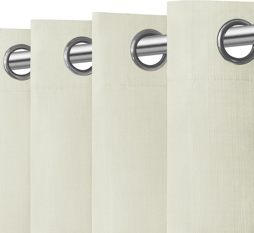 Easy-Going Linen Look Blackout Curtain Grommet Window Curtain Drapes for Bedroom, Living Room Thermal Insulated Room Darkening (2 Panels, 52x84 inch, Ivory)