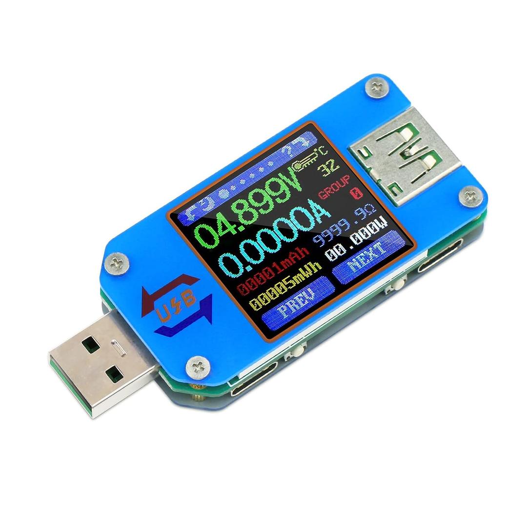 DROK USB Power Meter, DC 4-24V 5A LCD USB A&C Voltage Current Display USB Tester Multimeter, Test Speed of Charger Cables, Capacity of Power Bank, QC 2.0 3.0