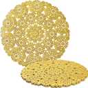 Juvale 60 Pack 10 Inch Gold Paper Doilies for Dining Table, Round Decorative Medallion Lace Placemats for Wedding
