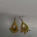 18K Gold Plated Filigree Dangle Earrings - Boho Indian Jewelry - Long Chandelier Design - Gold Plated Brass - 1.02 inches - No Gemstone