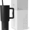 Simple Modern 40 oz Trek Tumbler with Handle and Straw Lid | Cup Holder Friendly Insulated Stainless Steel Travel Mug | Midnight Black