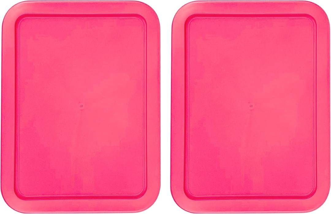 Replacement Lids fits Pyrex 3-Cup Glass Food Storage Container Bowls, (7.75 x 5.75-Inch) Plastic Rectangle Lids Covers for Pyrex 7210-PC, Airtight & Leakproof (2-Pack, Fuchsia)