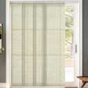 UNISHADES Panel Track Blinds for Sliding Glass Doors, Lattice Greige | Adjustable track fits 45 3/4"–82 5/8" wide with trim-to-height 100% paper fabric for light filtering and privacy.