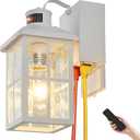 Porch Light with GFCI Outlet with Remote, Dusk to Dawn Outdoor Lighting with Outlet, Upgraded 4 Lighting Modes Motion Sensor Outdoor Lights, Waterproof Outside Lights for House Patio Garage Front Door (1-Pack, White)