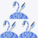 3-Pack 6.6FT USB C Charging Cables, Flowing Light Up Charger Cord, Compatible with Samsung Galaxy, iPhone 16/15, iPad, and More (Blue)