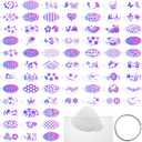 Fulmoon 72 Pcs Face Paint Stencils Reusable Face Painting Stencils Body Painting Makeup Tattoos with Storage Bag and Binder Ring for Kid Adult Halloween Party Art(Vintage)