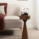 Kate and Laurel Solbrett Transitional Sophisticated Drink Table; 10 x 10 x 22; Walnut Brown; Mid-Century Sculptural Bedroom Nightstand with Unique Pedestal Table Design for Use as Indoor Plant Stand