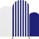 Ahoy Boy Arch Backdrop Cover Set of 3 Blue Striped Arch Covers Spandex Stretch Sailing into One Cruise Backdrop Stand 4ft, 5ft, 6ft for Xmas Birthday Banquet Ceremony Decoration