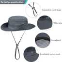 Kids Sun hat for Girls Boys Outdoor Breathable Sun Protection UPF 50+ Cap Wide Brim Summer Beach Bucket hat (5-13 Years, 2 Pack Dark Grey & Light Beige)