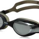 TYR Adult Vesi Mirrored and Non-Mirrored Swimming Goggles with Wide Peripheral Range, Anti Fog, No Leak, and Quick Adjust (Black)