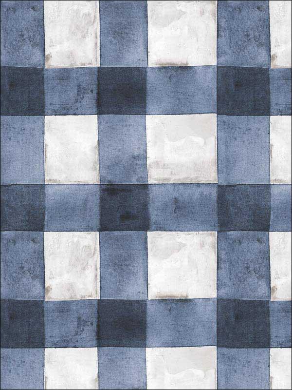 RoomMates York RMK11432WP Buffalo Plaid Peel and Stick Blue Wallpaper