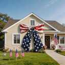 Extra Large 4th of July Decor Bow 8.2x5.9 FT, Fourth of July Decorations Outdoor, Independence Day Memorial Day Veteran's Day Indoor Outdoor Decorations