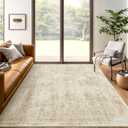5x7 Area Rugs Brown Low Pile Indoor Washable Trendy Faded Style Floral Rugs for Bedroom Living Room Dining Room Foldable Non-Slip Thin Print Mat