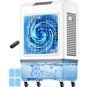 FANCOLE Evaporative Air Cooler, 2100CFM Windowless Air Conditioner Cooling up to 700 Sq.ft, Swamp Cooler Air Conditioner w/ 2 Modes & 3 Speeds, 7H Timer & Remote, Portable for Room Garage Patio