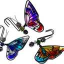 BESPORTBLE 3Pcs Butterfly Decorations for Plant Pot - Iron and Glass Hanging Butterfly Ornaments, Flower Pots Bonsai Hangers Figurines, Outdoor Garden Pendant Decor (Assorted Color)