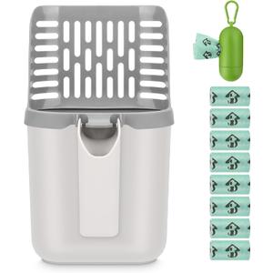 MYPIN Large Cat Litter Scooper with Bags, Upgraded Cat Litter Shovel with Holder and Waste Can, Cat Scooper with Extra 135 Count Litter Waste Bags, Large Capacity Portable Litter Shovel