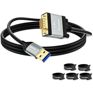 Conable USB to VGA Adapter Cable 4FT, Need to Install Driver, Unidirectional USB-A 3.0 to VGA Video Cable, Real 1080P@60Hz, for TV, Projector, Monitor, Only Support Windows 11/10/8/8.1/7, Mac OS