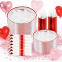 SUT 350 Pcs Red and Clear Plastic Dinnerware Set for 50 Guests, Include: 50 Dinner Plates, 50 Dessert Plates, 50 Pre Rolled Napkins With Silverware, 50 Cups, Disposable Plates for Party