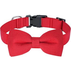 Malier Christmas Collar with Bow Tie - Classic Red Holiday Collars for Girls & Boys, Adjustable for Small to Large Dogs & Cats