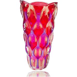 Unbreakable Flower Glass Vase 3.5lb 9.5inch Sparkle vase Bohemian Style, for Centerpieces,Kitchen,Office, Living Room,Wedding,Perfect Home Decor Glass Vase (Sparkle Red)