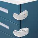 3 Pack Drawer Locks Baby Proofing, Maveek Child Proof Cabinet Locks For 0-12 Month Baby Safety Botton Lock For Drawers Side Furniture Latches Corner Edges (White)