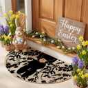 Artoid Mode Black Rabbit Bunny Leaves Easter Semicircular Doormat, Home Decor Low-Profile Switch Rug Door Mat Floor Mat for Indoor Outdoor 17x29 Inch