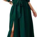 SCOMCHIC Womens Plus Size Formal Dresses Off The Shoulder Wedding Guest Cocktail A-Line Split Maxi Dress with Pockets
