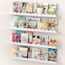 Floating Shelves for Wall, 23 Inch Metal Nursery Book Shelves 4 Pack, Wall Mounted Book Shelf for Kids Room, Bedroom, Bathroom, Playroom Decor White