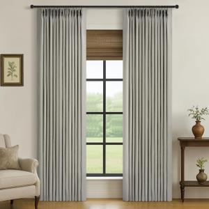 108 Inch Long Curtains Pinch Pleated Curtains for Living Room 2 Panels Extra Long Rustic Grey Thick Linen Textured Light Filtering Semi Sheer Pinch Pleat Window Curtain Drapes for Bedroom Dining Room