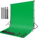 Green Screen Backdrop Kit,10 x 6.5 FT Heavy Duty Stand for Photography