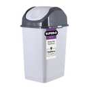 Superio Kitchen Trash Can with Swing Top Lid 9 Gallon Slim Waste Bin 37 Qt Sturdy Plastic Garbage Can Medium Recycling Bin for Office, Bathroom, Under Counter, Dorm, Bedroom (Smoke White/Grey)