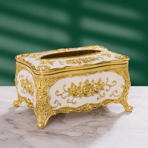 Bling Rhinestone Tissue Box Holder,Luxurious European Style Rose Tissue Box Cover for edroom,Office,Bathroom,Home,Travel,Restaurant(Gold&White)